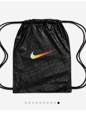 Nike Black Drawstring Bag with Yellow-Red Gradient Swoosh new